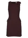 Elisabetta Franchi Sleeveless Floral Peplum Balloon Dress In Brown