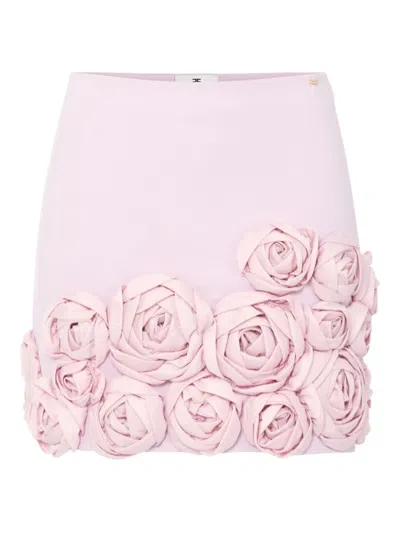 Elisabetta Franchi Flower-detailing Mini Skirt In Pink