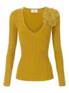 Elisabetta Franchi Flower-detailing Top In Yellow