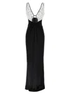 Elisabetta Franchi Cutout V-neck Floral Floor-length Sleeveless Dress In White/black