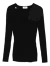 Elisabetta Franchi Gerippter Pullover Mit Blumendetail In Black