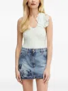 Elisabetta Franchi Flower-embellished Ribbed Tank Top In Green