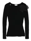 Elisabetta Franchi Gerippter Pullover Mit Blumendetail In Black