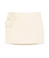 Elisabetta Franchi Flowers Leather Mini Skirt In White