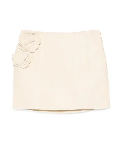 ELISABETTA FRANCHI FLOWERS LEATHER MINI SKIRT