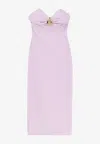 Elisabetta Franchi Draped Bustier Midi Dress With Gold Metal Detail