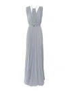Elisabetta Franchi Knee Length Sleeveless Dress With Belted Waist In Gray