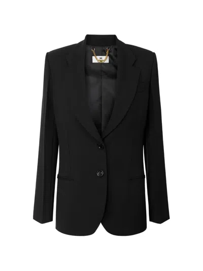 Elisabetta Franchi Flowing Gabardine Jacket In Black