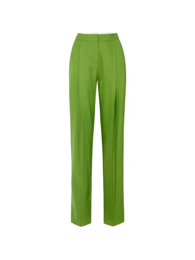 Elisabetta Franchi Flowing Metal Button Trousers In Green