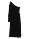 Elisabetta Franchi Black Single-shoulder Midi Dress