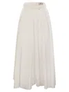 Elisabetta Franchi Flowing Satin Skirt In White