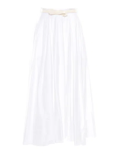 Elisabetta Franchi Flowing White Skirt With High Waist