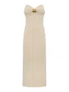 Elisabetta Franchi Sweetheart Neckline Corset Dress With Side Slit In Neutral