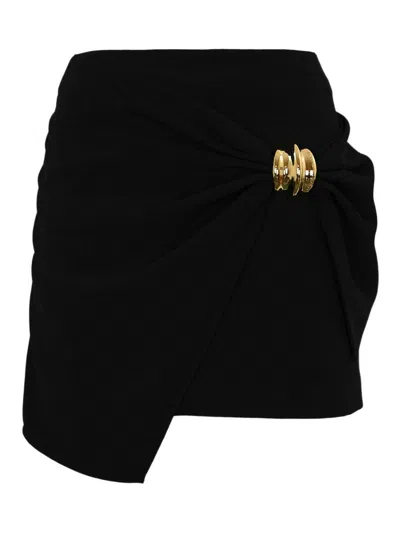 Elisabetta Franchi Fluid Crepe Skirt With Macro Bow In Black