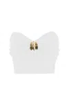 Elisabetta Franchi Fluid Crepe Top With Jewel Decoration In Avorio