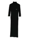 Elisabetta Franchi Form-fitting Black Midi Dress With Turtleneck In Black