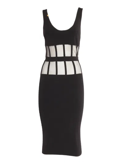 Elisabetta Franchi Form-fitting Knit Midi Dress In Black