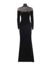 Elisabetta Franchi Form-fitting Midi Dress With High Neckline In Black