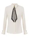 Elisabetta Franchi Blouse In Georgette Fabric With Foulard Scarf Neck In White