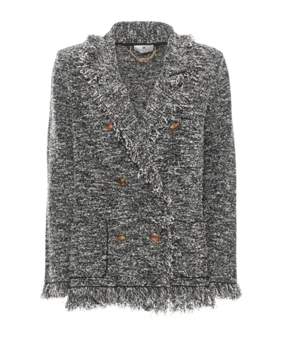 Elisabetta Franchi Fringed Double-breasted Blazer In Multi