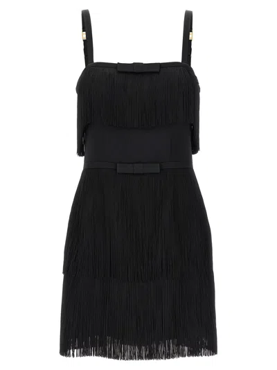 Elisabetta Franchi Fringed Dress In Black