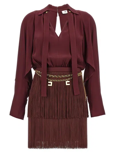 Elisabetta Franchi Fringe-detail Mini Dress In Red
