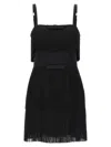 Elisabetta Franchi Fringed Dress With Adjustable Straps And Bow Accents