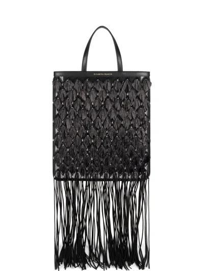 Elisabetta Franchi Fringed Tote Bag In Black