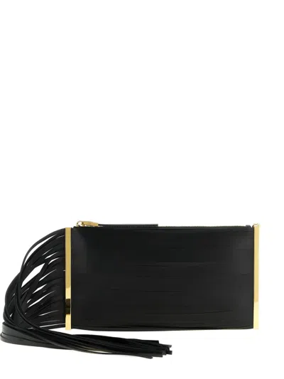 Elisabetta Franchi Fringes Clutch Bag In Black