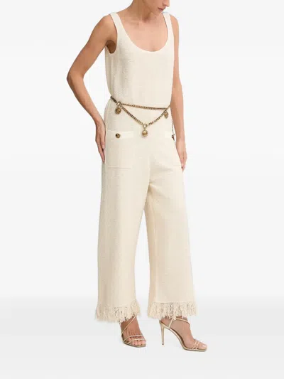 Elisabetta Franchi Fringe-trim Chain-belt Jumpsuit In Multi