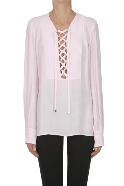 Elisabetta Franchi Front Laces Blouse In Pink
