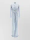 Elisabetta Franchi Light Blue Red Carpet Long Dress In Blue