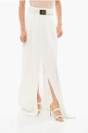 Elisabetta Franchi Front Split Maxi Skirt With Belt In White