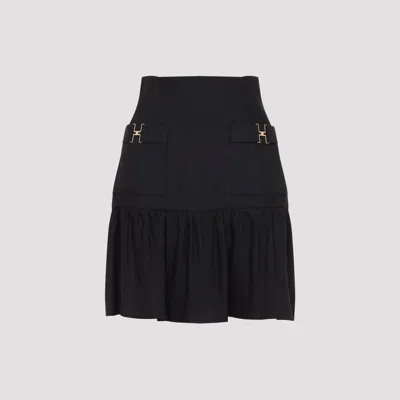 Elisabetta Franchi Front-pockets Ruffled Mini Skirt In Black
