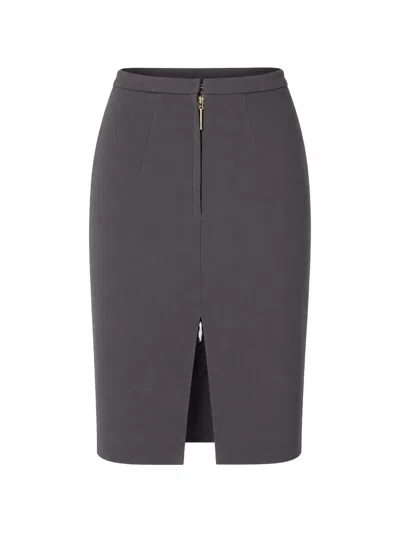 Elisabetta Franchi Front-slit Pencil Skirt In Gray