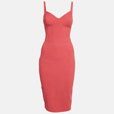 Pre-owned Elisabetta Franchi Fuchsia Pink Crepe Sleeveless Knee-length Dress S