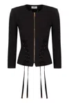 Elisabetta Franchi Diagonal Lace Jacket In Black