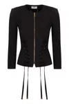 Elisabetta Franchi Diagonal Lace Jacket In Black