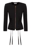 Elisabetta Franchi Diagonal Lace Jacket In Black