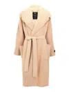 Elisabetta Franchi Fur-effect Coat Coats And Trench Coats Pink In Nude & Neutrals