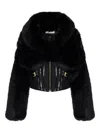 Elisabetta Franchi Cropped Black Jacket With Faux Fur Detailing In Black
