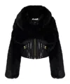 Elisabetta Franchi Cropped Black Jacket With Faux Fur Detailing In Black