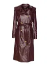 Elisabetta Franchi Double-breasted Coat With Epaulettes And Pockets In Burgundy
