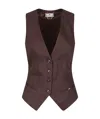 Elisabetta Franchi Gabardine Waistcoat In Brown
