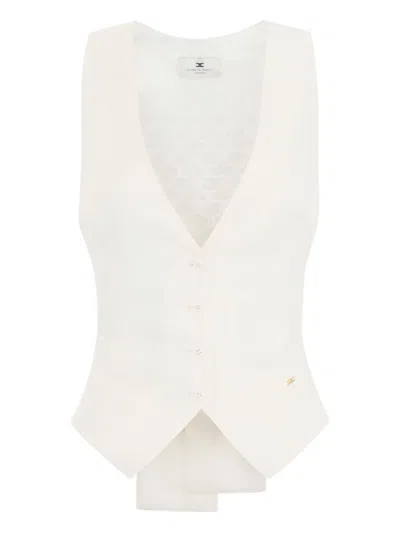 Elisabetta Franchi Tailored Coat With Deep V-neckline In White