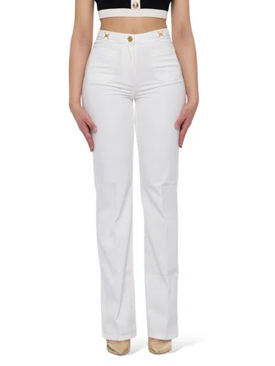 Elisabetta Franchi Garment Dyed Straight Jeans In White