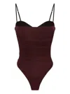 Elisabetta Franchi Gathered Bodysuit In Burgundy