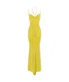 Elisabetta Franchi Red Carpet Dress In Cupro Jersey Draped In Yellow