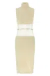 Elisabetta Franchi Turtleneck Sleeveless Dress Open Back In Animal Print