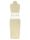 Elisabetta Franchi Turtleneck Sleeveless Dress Open Back In Animal Print